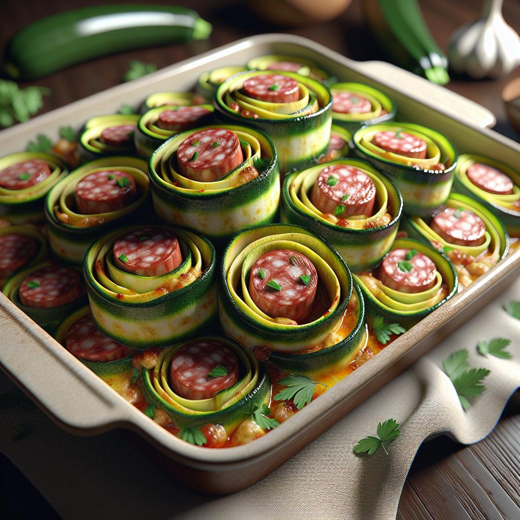 Rollitos de calabacín y salchicha