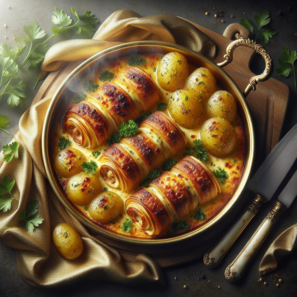 Rollitos gratinados con patatas