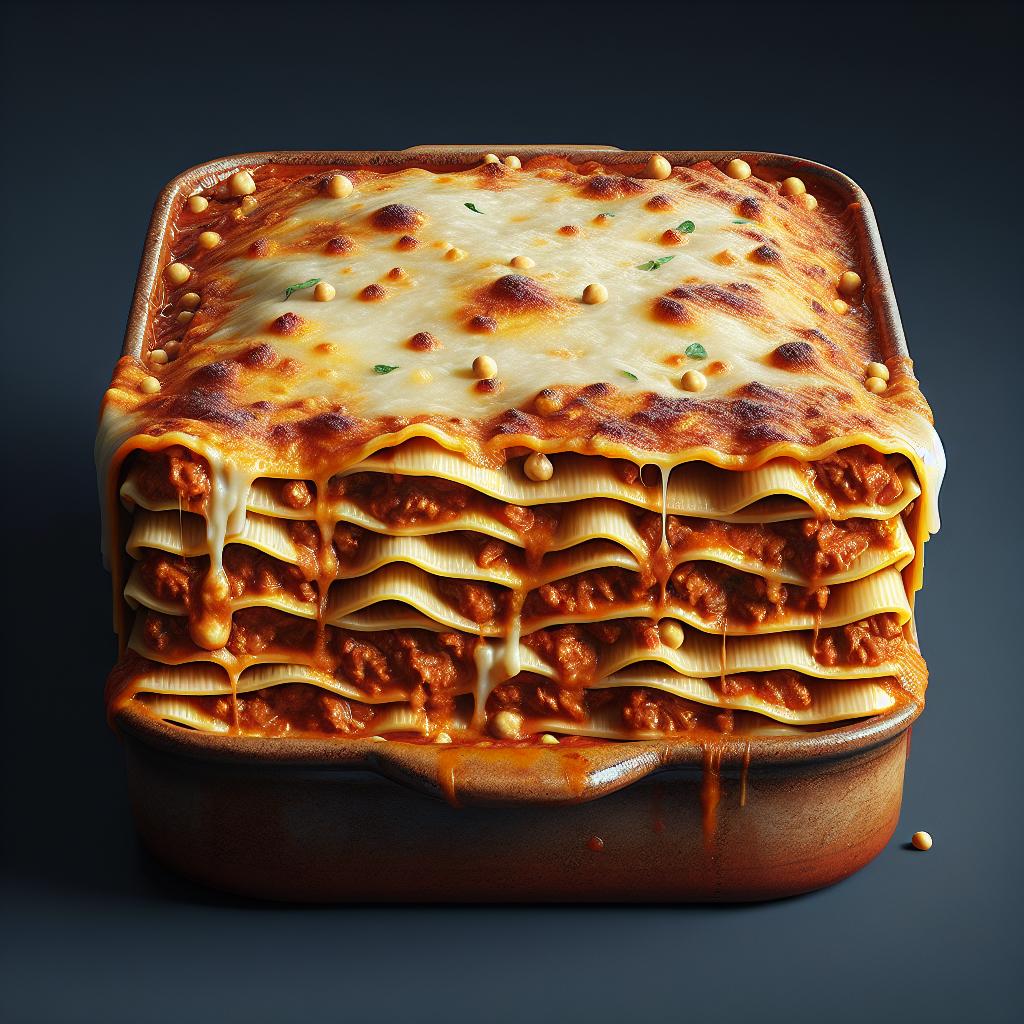 Lasañas al ragú y bechamel con harina de garbanzo