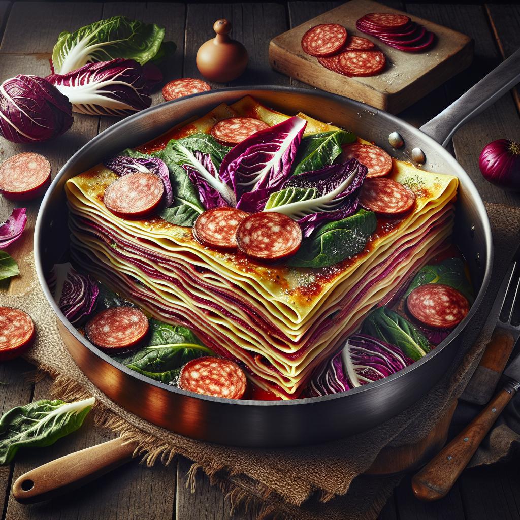 Lasañas de radicchio y salchicha