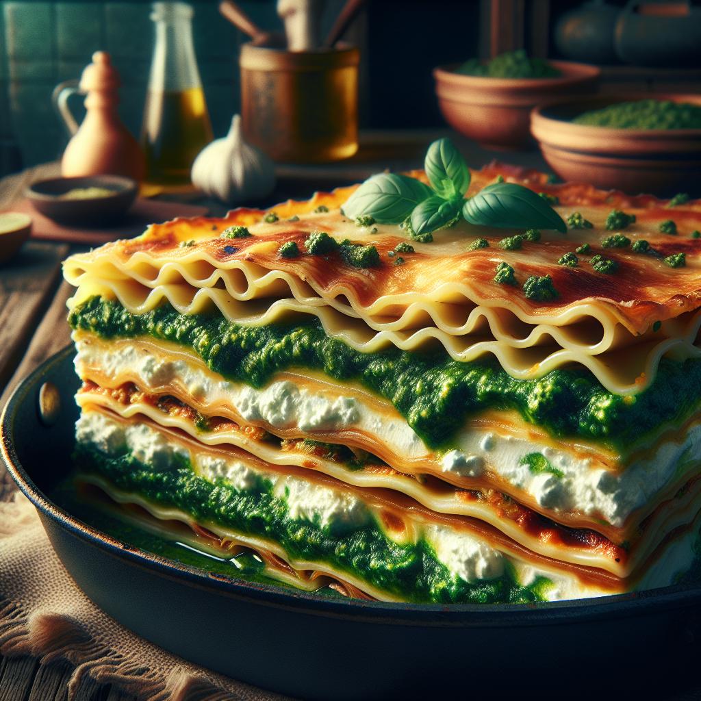 Lasañas ricotta y pesto