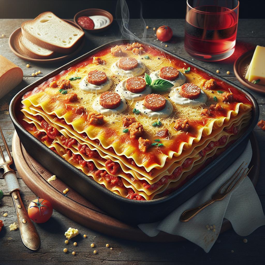 Lasaña de ricotta y salchicha