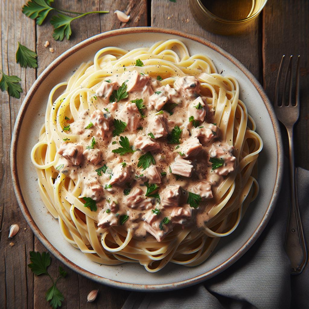 Linguine a la crema de atún