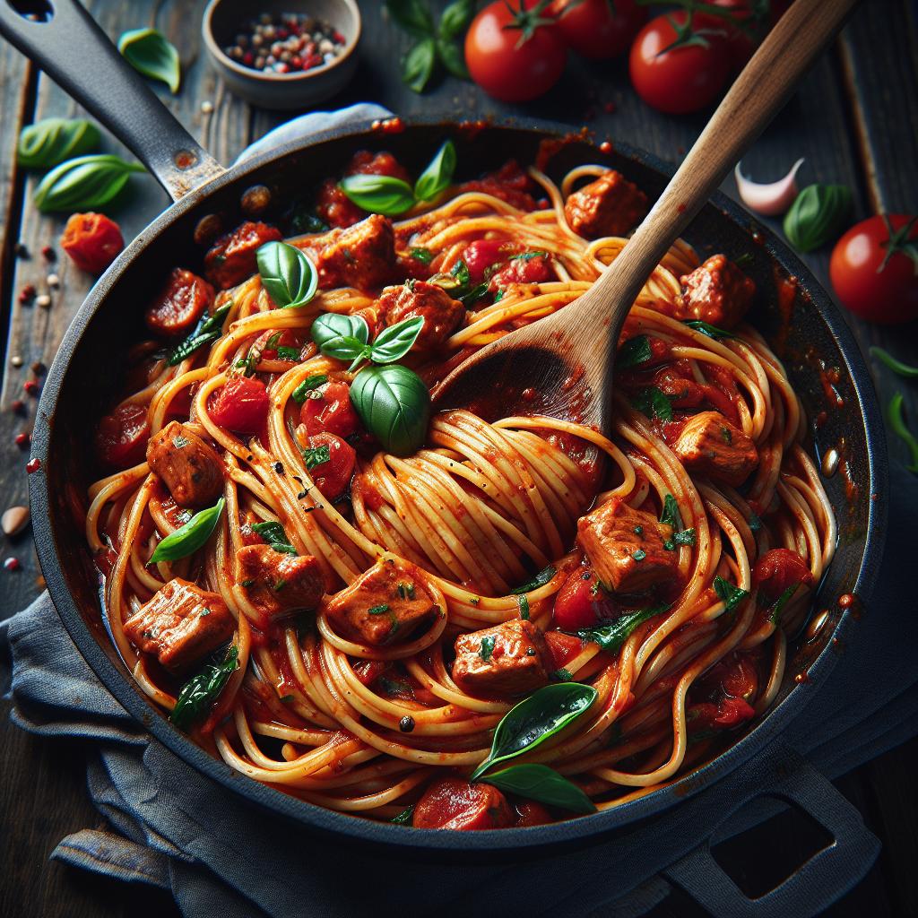 Linguine en salsa de rosticciana