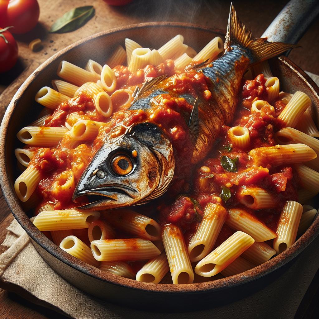 Macarrones al ragú de merluza