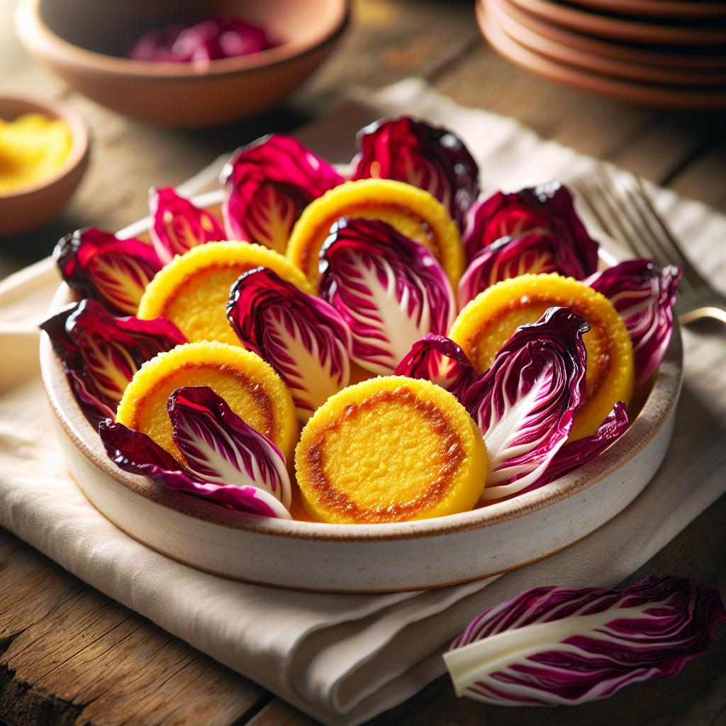 Medallones de polenta con radicchio caramelizado