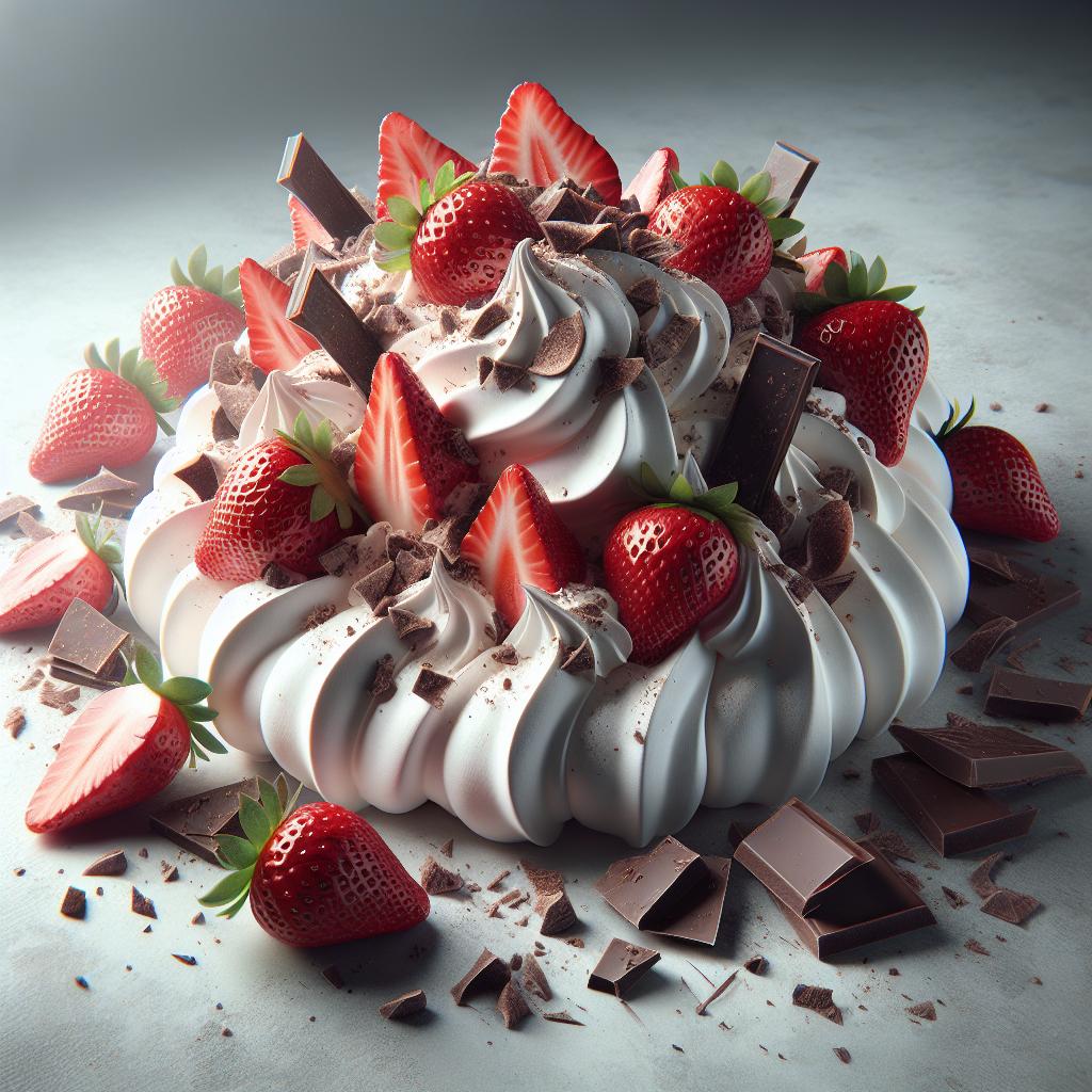 Merengada pascual con fresas y chocolate