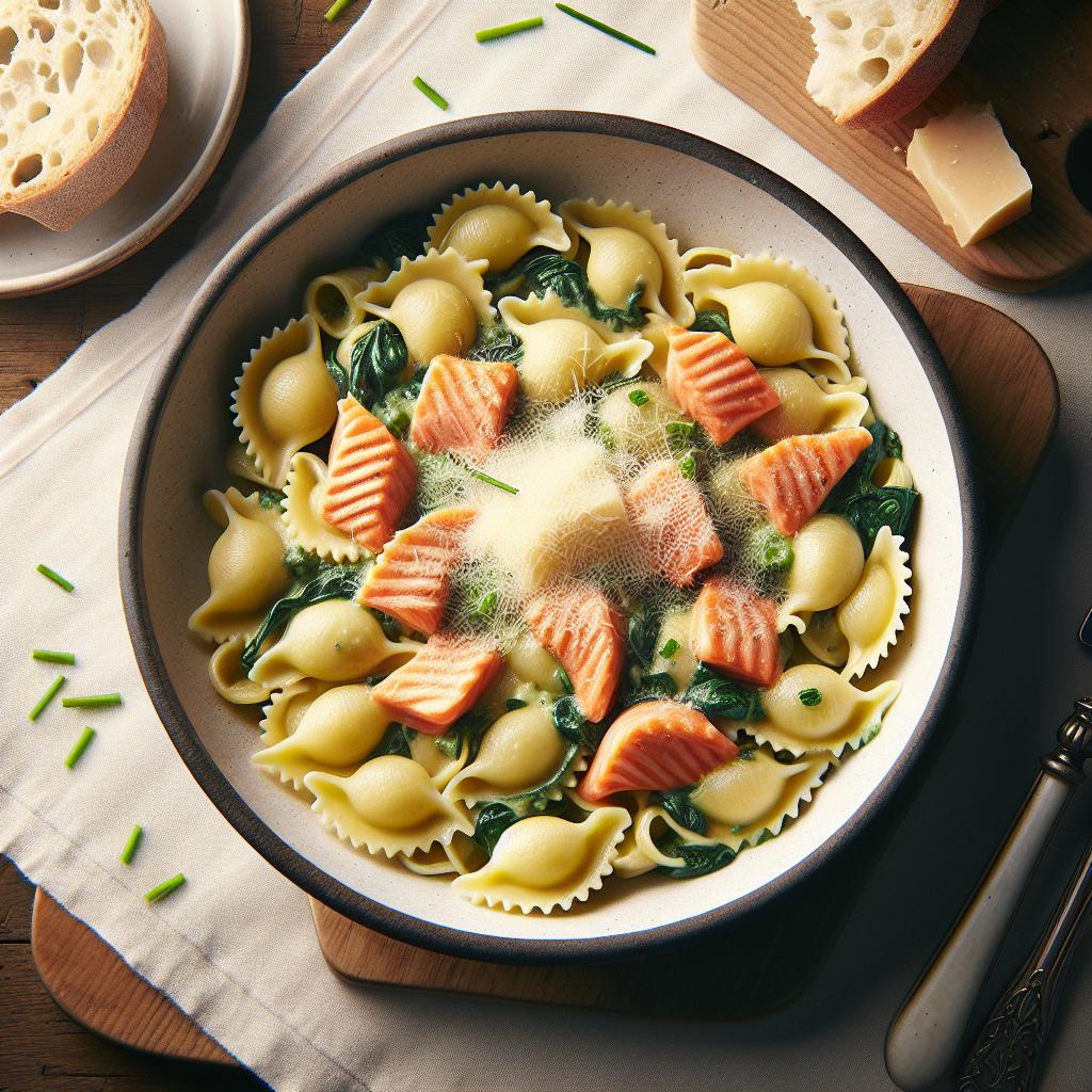 Mezzelune de salmón y cebollino