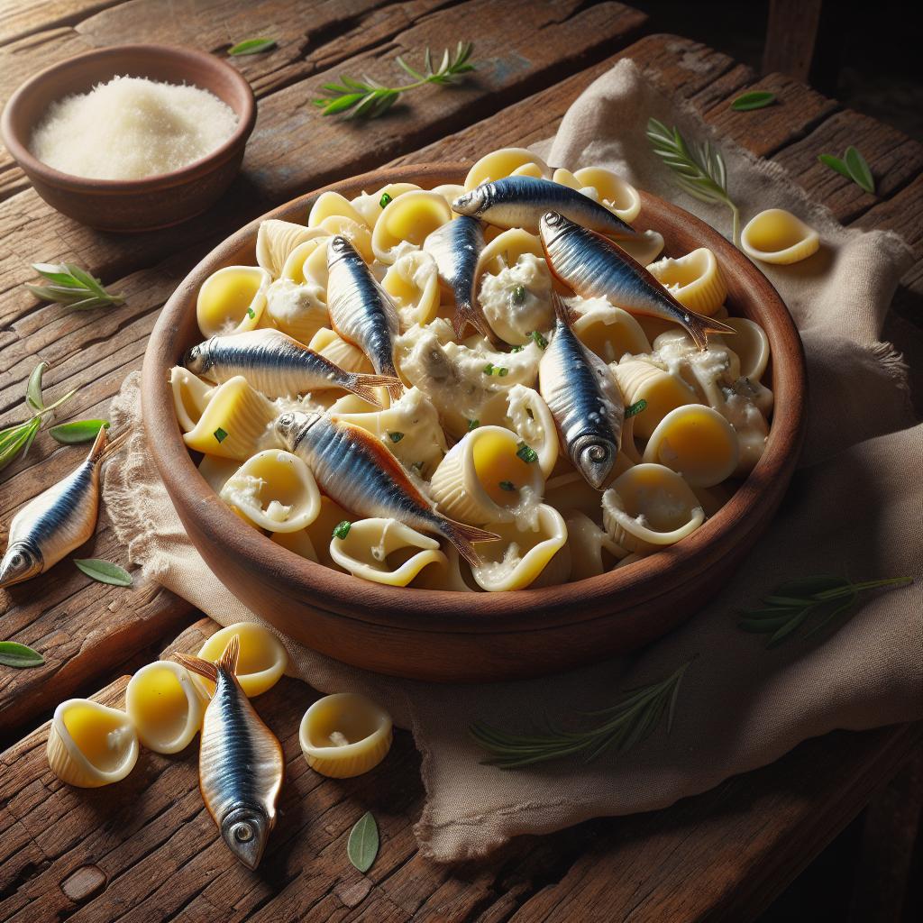 Mezzelune con robiola y anchoas