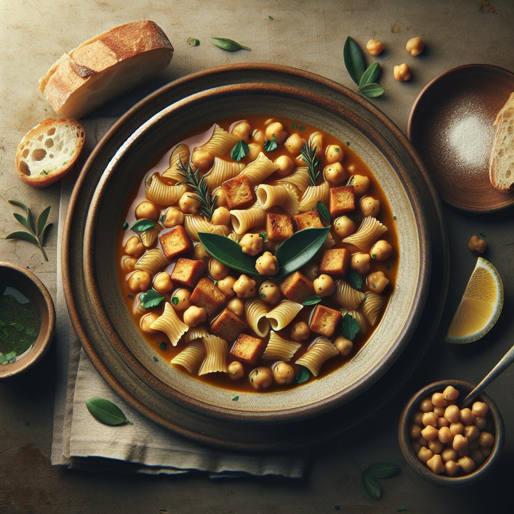 Sopa de quadrucci y garbanzos
