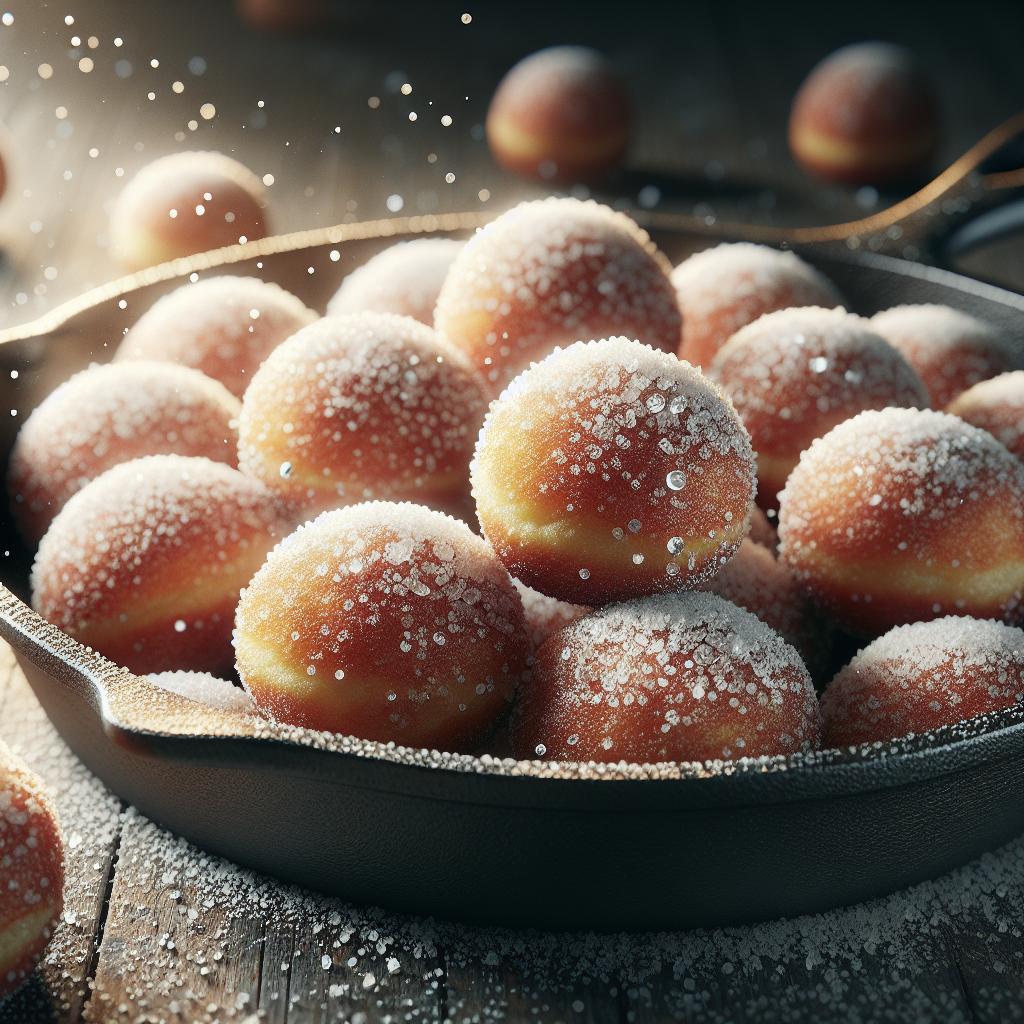 Mini bombolones fritos con azúcar