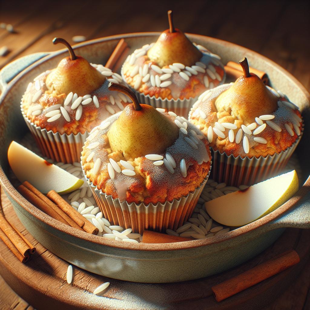 Muffins de arroz con canela y peras