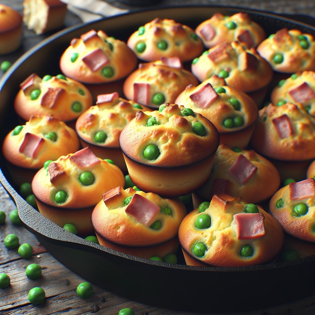 Muffins salados con guisantes y jamón