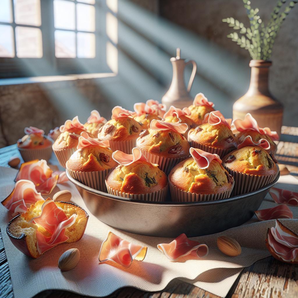 Muffins salados con jamón crudo