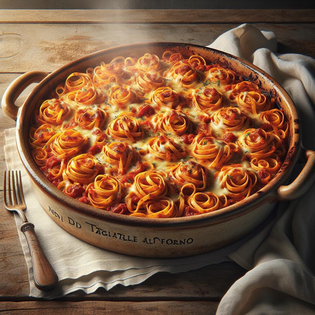 Nidos de tagliatelle al horno