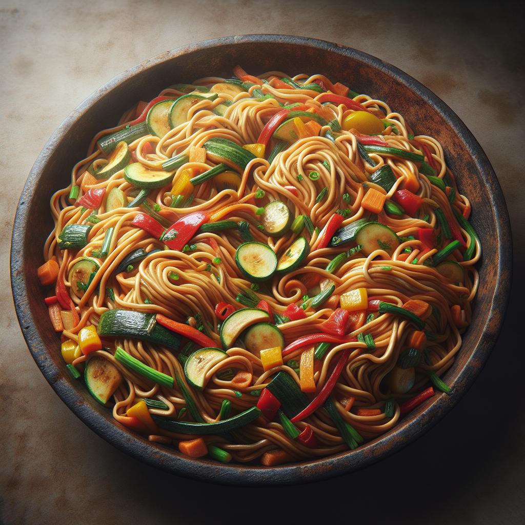 Fideos fritos con verduras