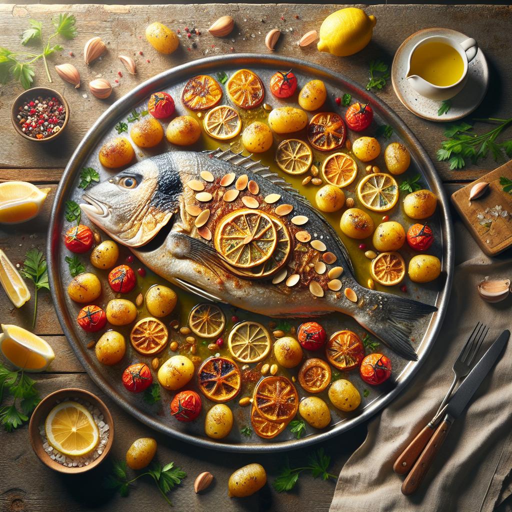 Dorada en costra de almendras