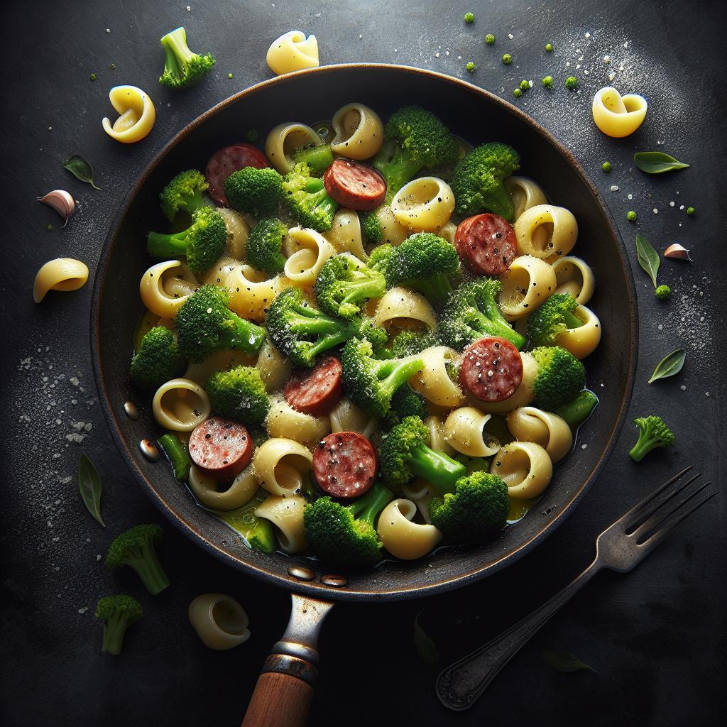 Orecchiette con brócoli y salchicha
