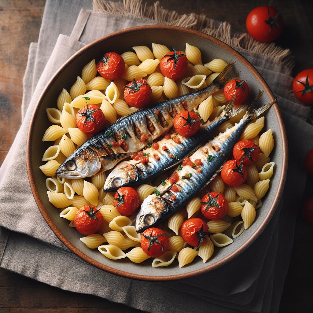 Orecchiette con sardinas y tomates cherry