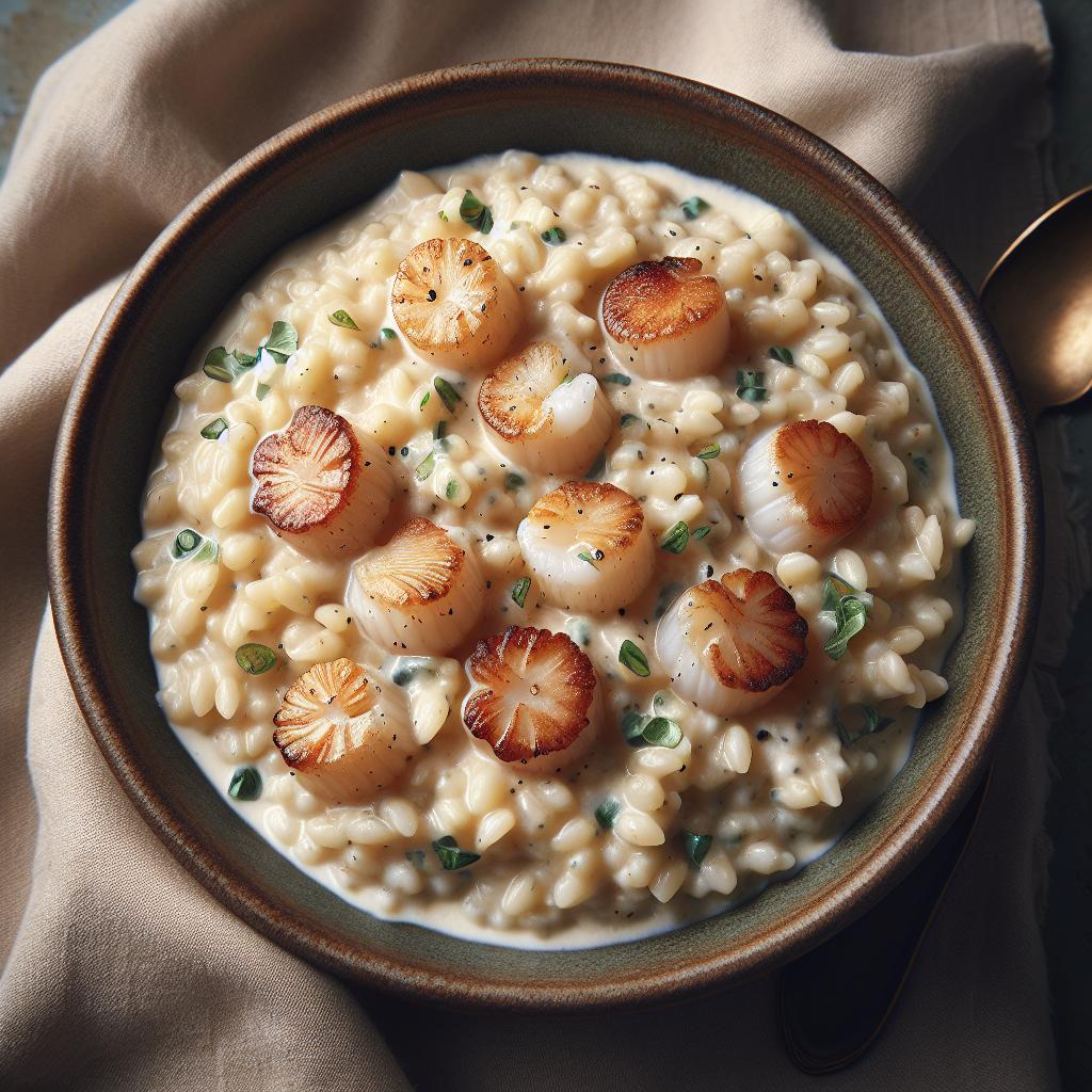 Orzotto con crema de vieiras