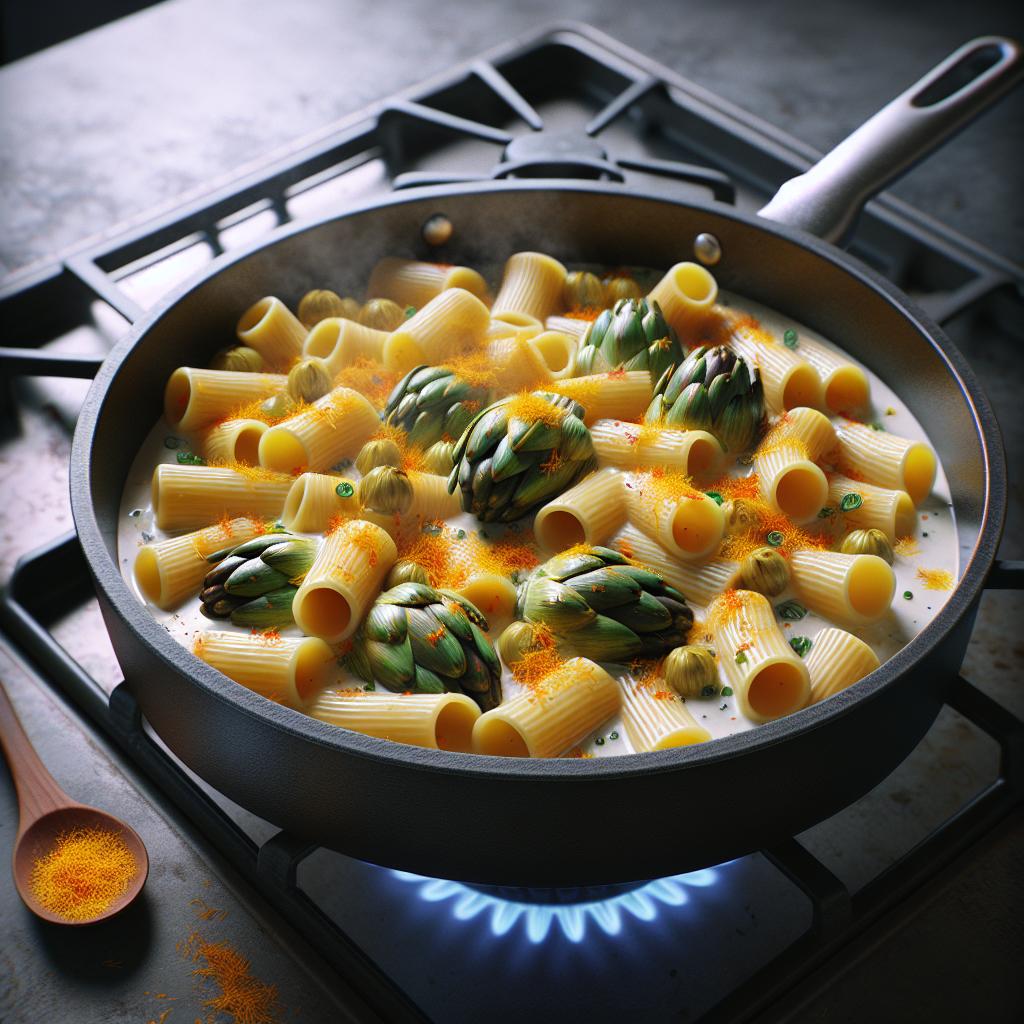 Paccheri carciofi e zafferano
