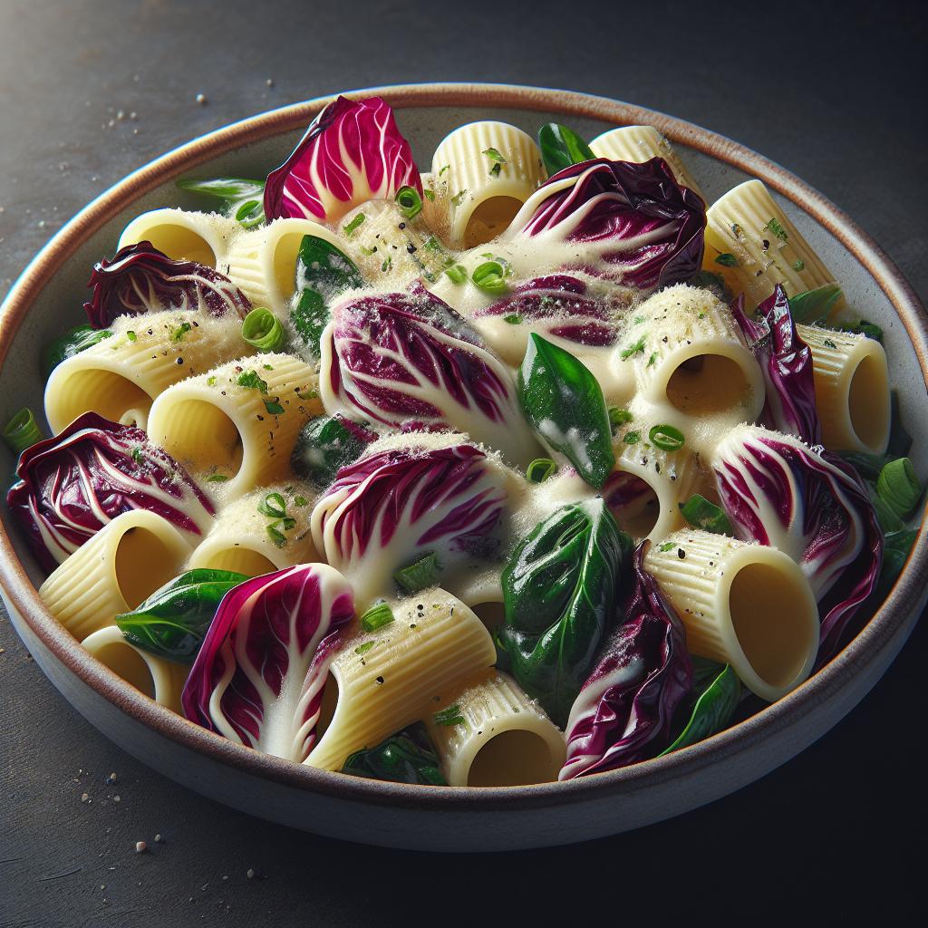 Paccheri con radicchio y fonduta de fontina