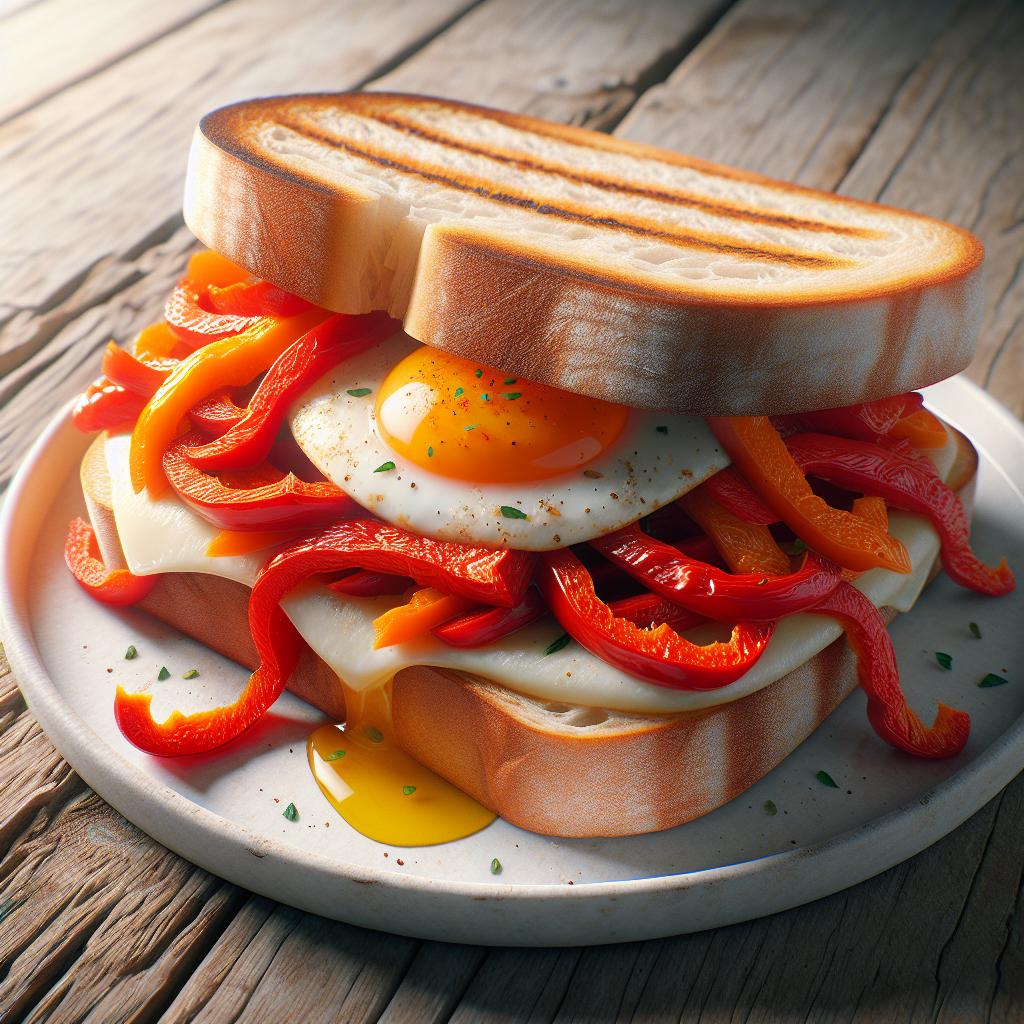 Bocadillo con pimientos y huevos