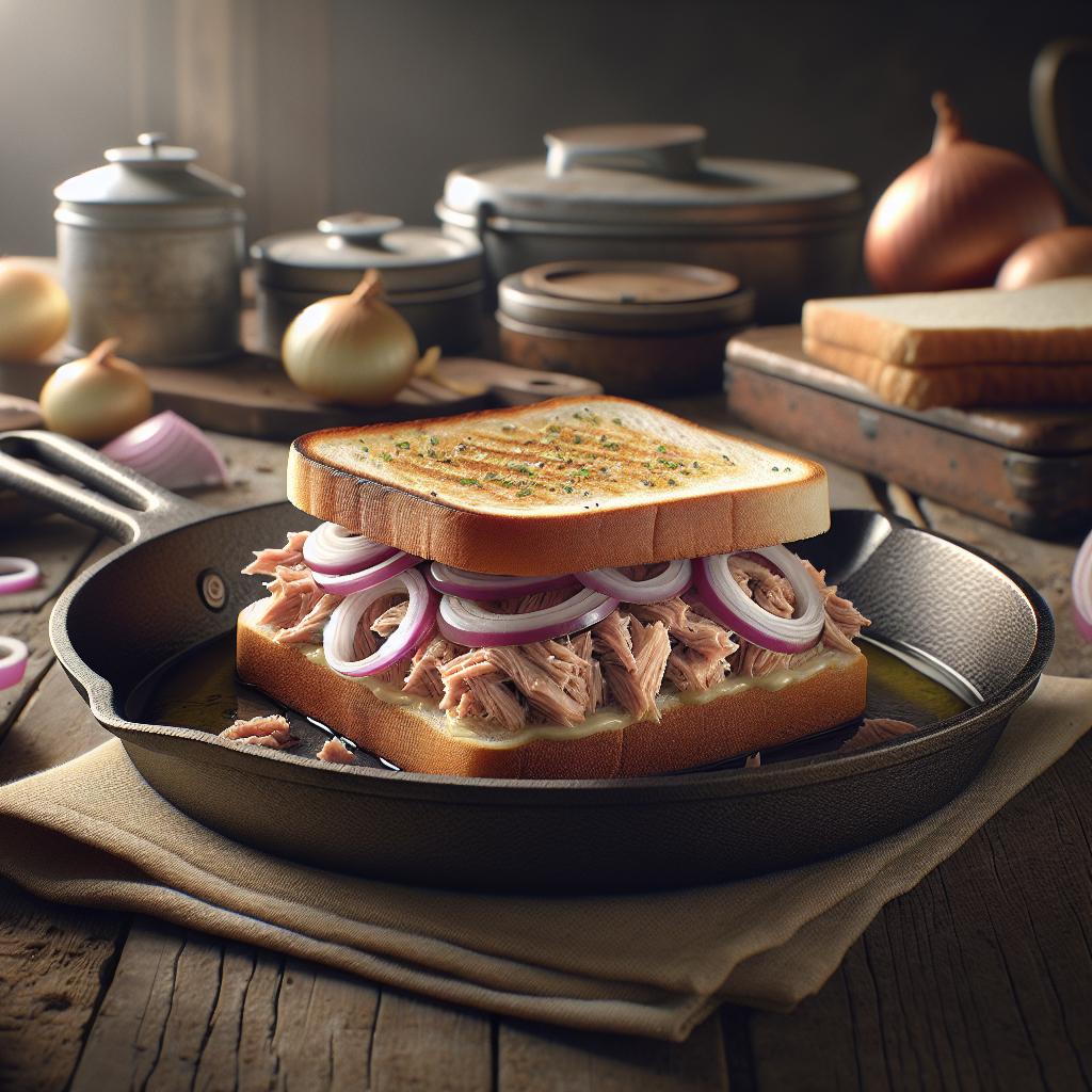 Bocadillo con atún y cebolla
