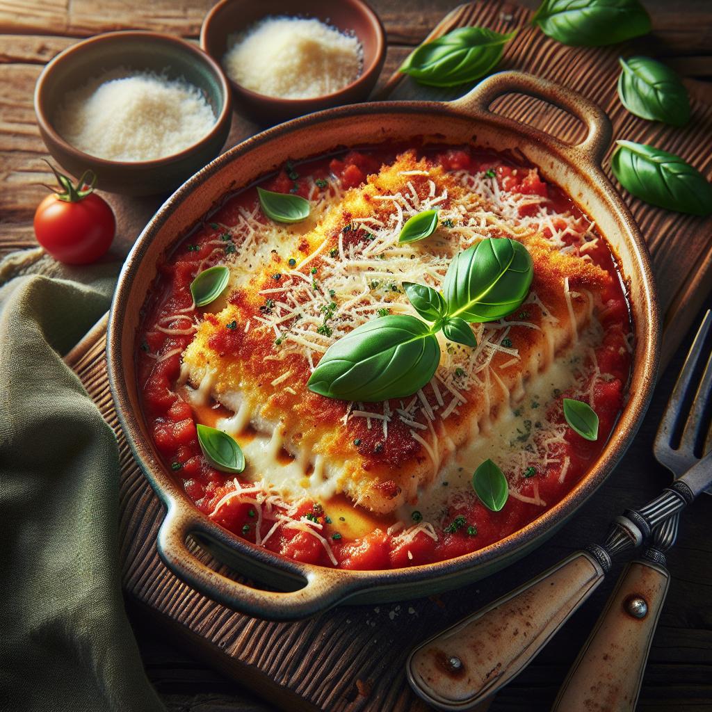 Parmigiana ligera de pez espada