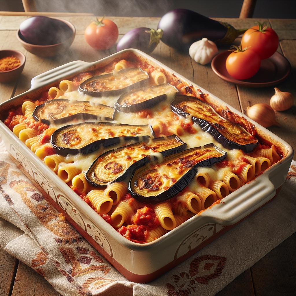 Pasta al horno con berenjenas