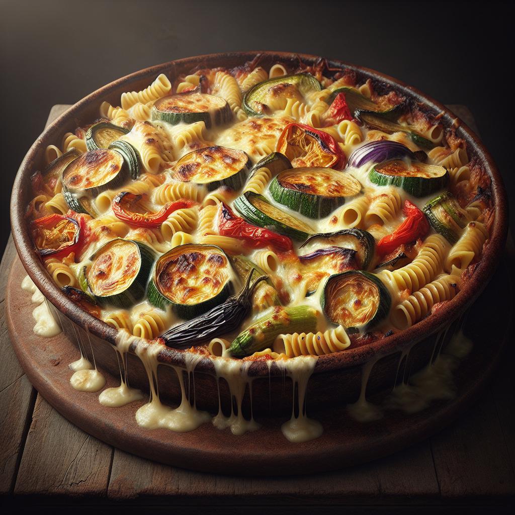Pasta al horno con verduras