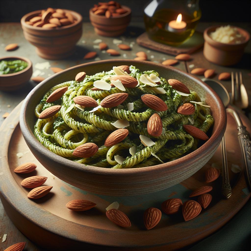 Pasta al pesto de almendras