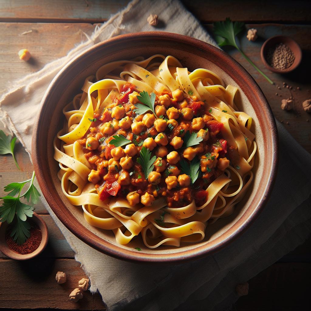 Pasta al ragú de garbanzos