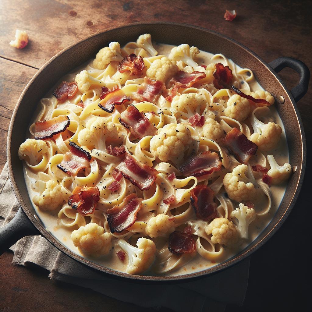 Pasta de coliflor y guanciale