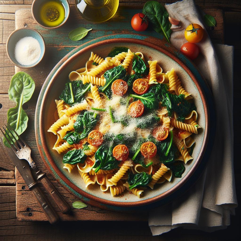 Pasta con acelgas y parmesano