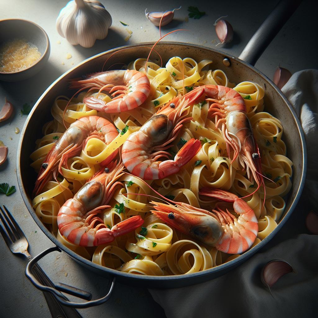 Pasta con gambones