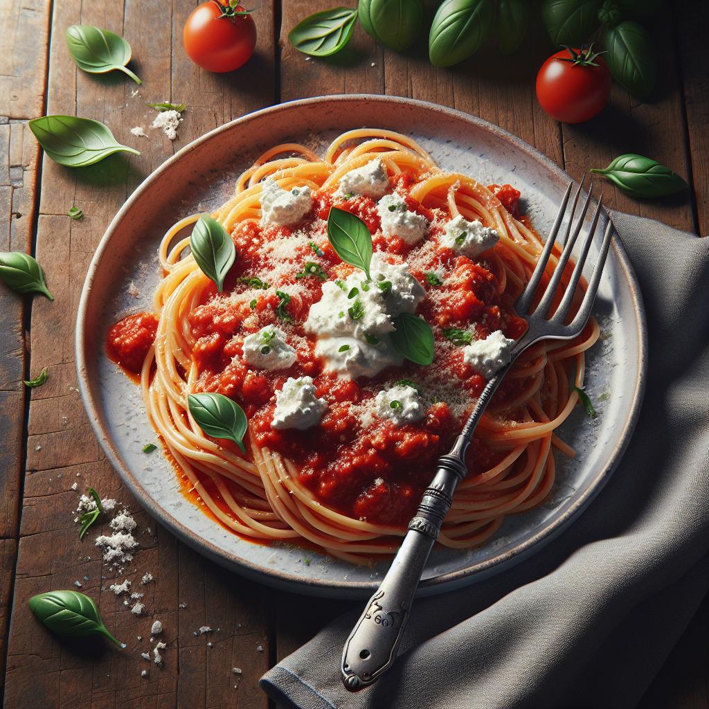 Pasta con la ricotta y tomate