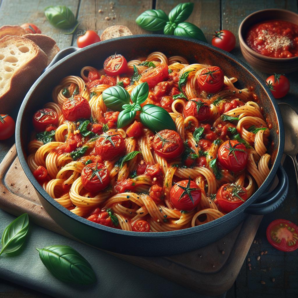 Pasta con pesto de tomates cherry