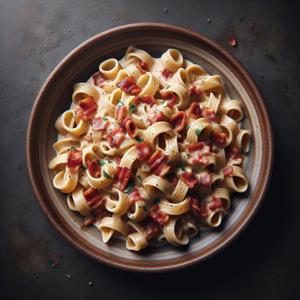 Pasta con salsa de panceta ahumada