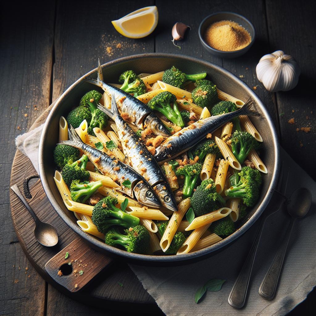 Pasta con sardinas y brócoli