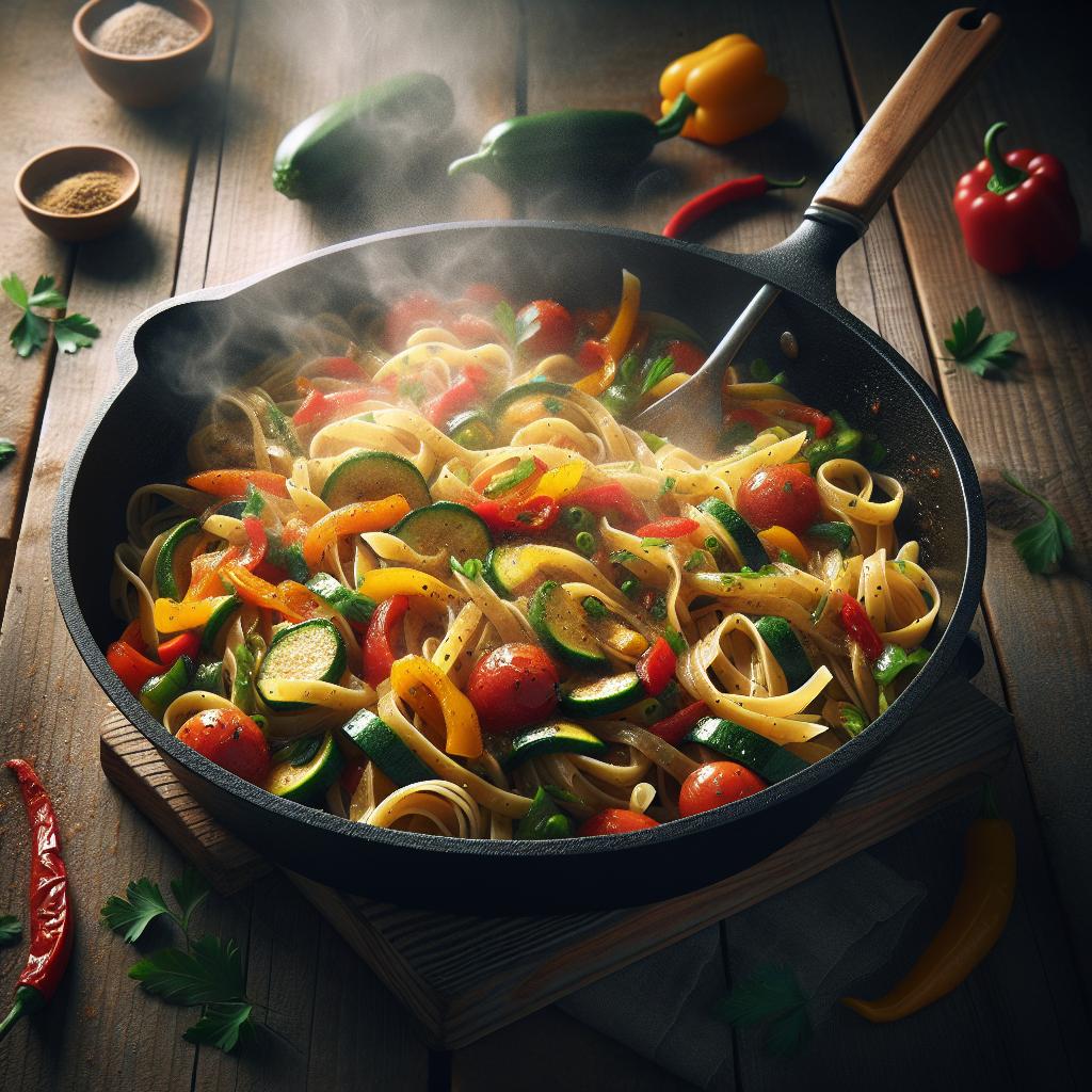 Pasta con verduras a la nuez moscada