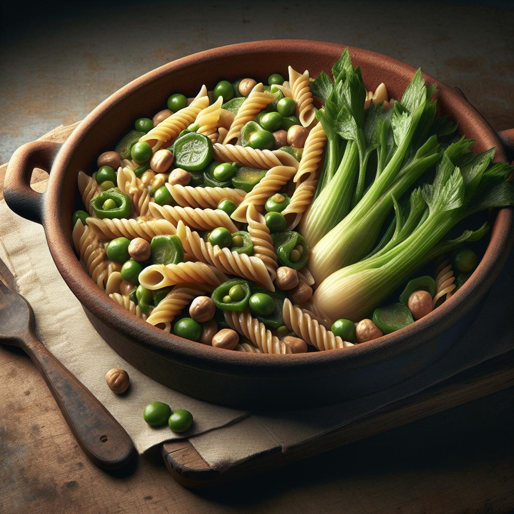 Pasta de legumbres con apio nabo