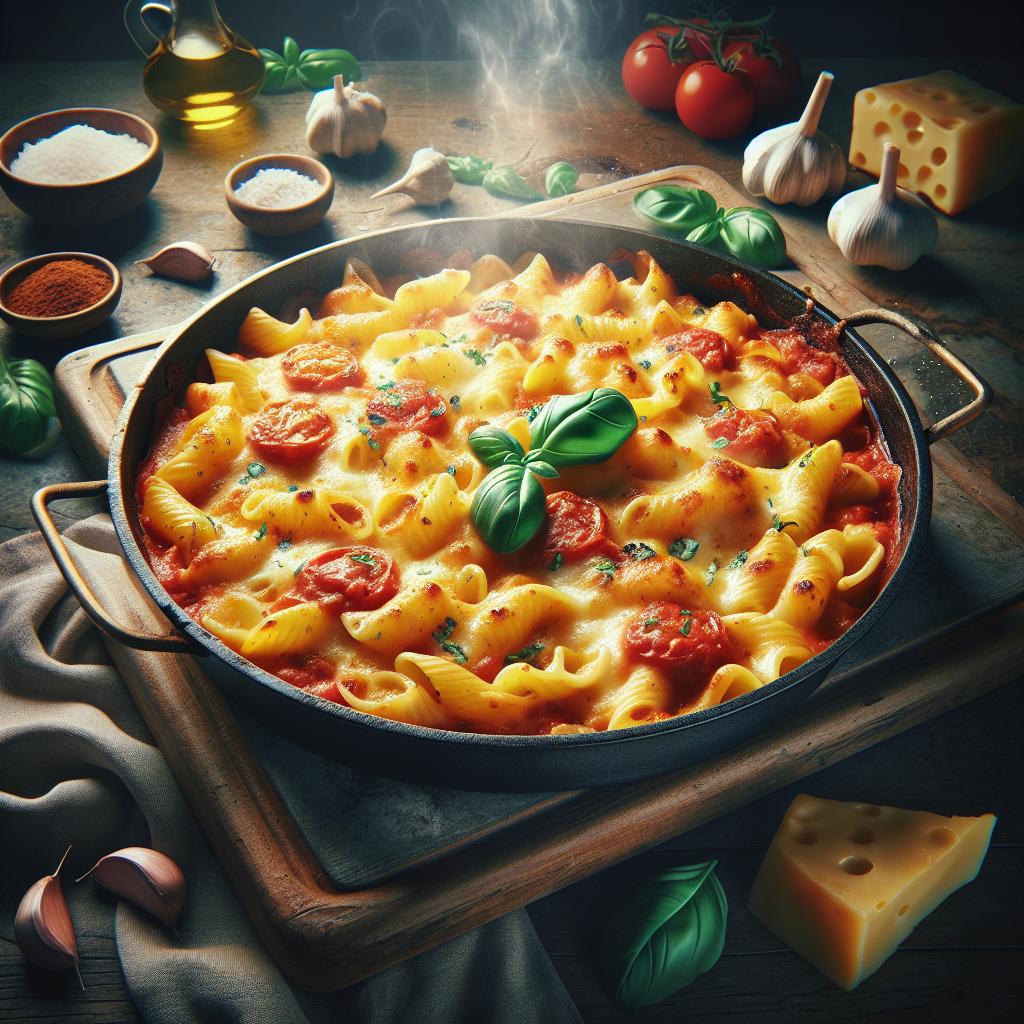 Pasta y patatas al horno