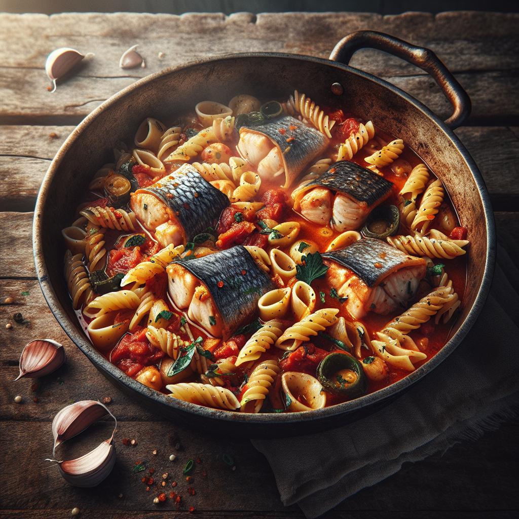 Pasta y pescado en guazzetto
