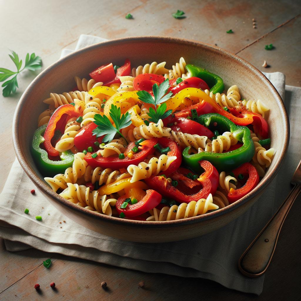 Pasta fría con pimientos