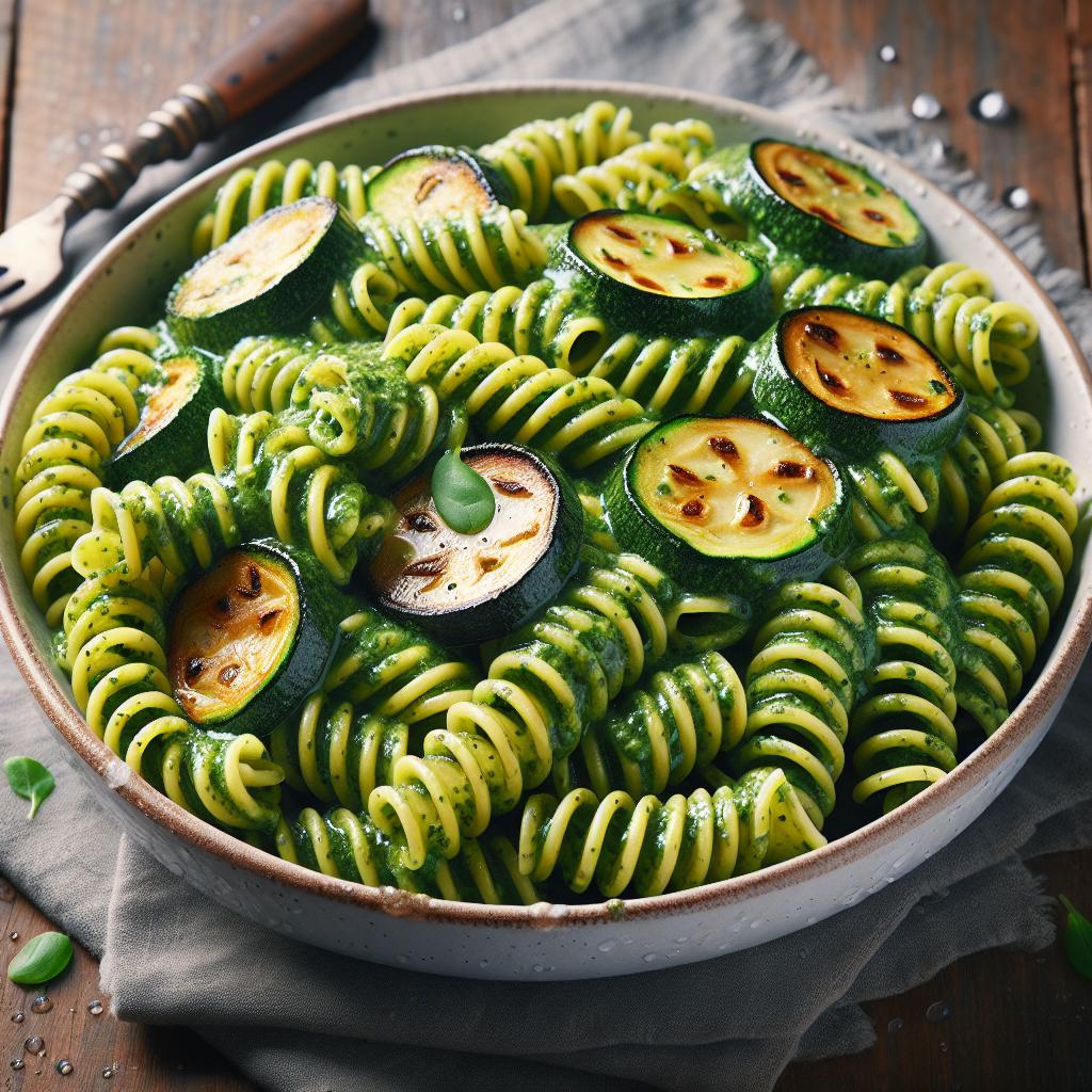 Pasta fría con pesto y calabacines