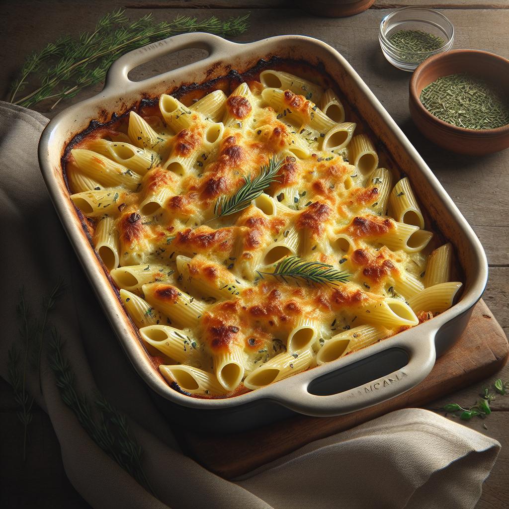 Pasta gratinada con hinojos y bechamel