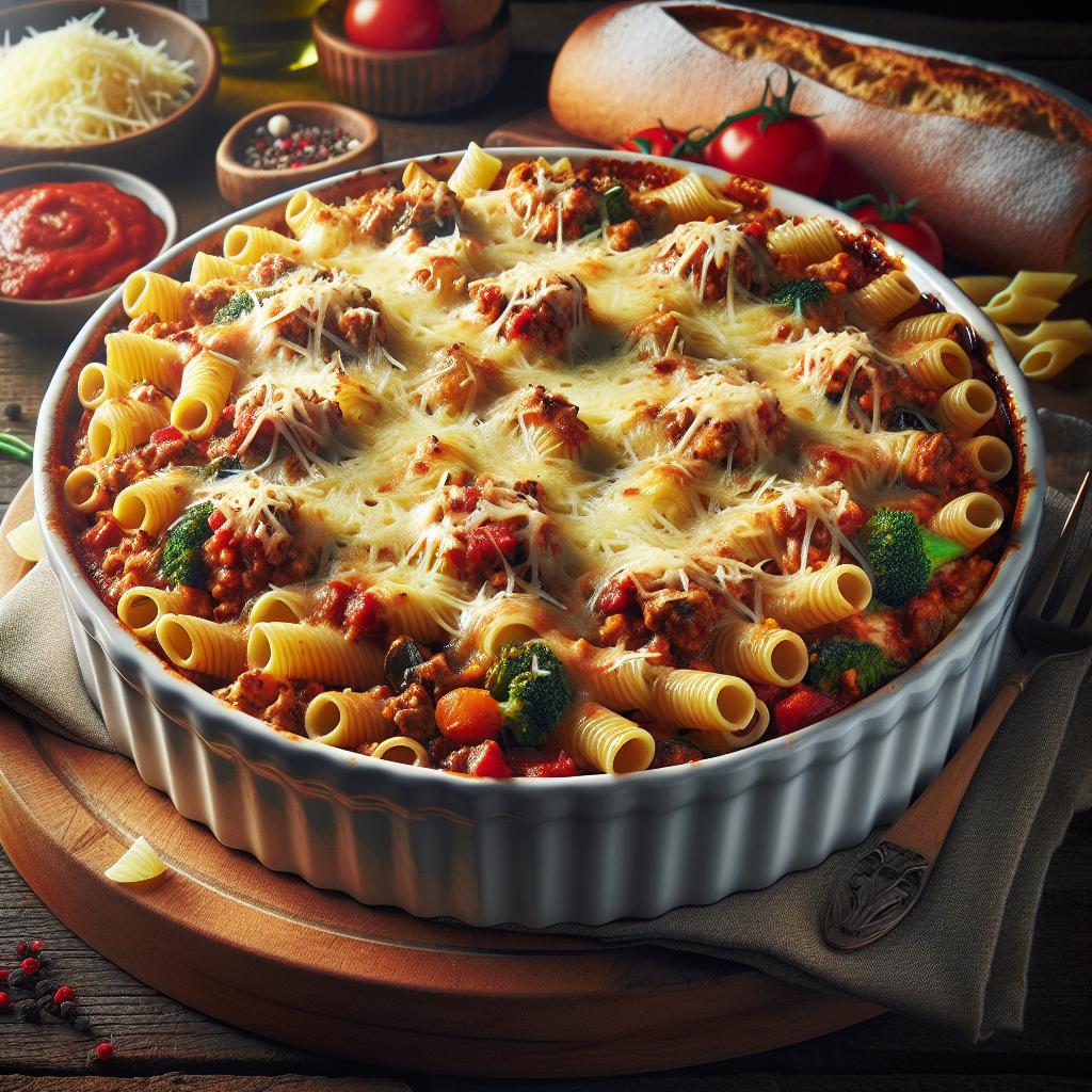 Pasta mixta al horno gratinada