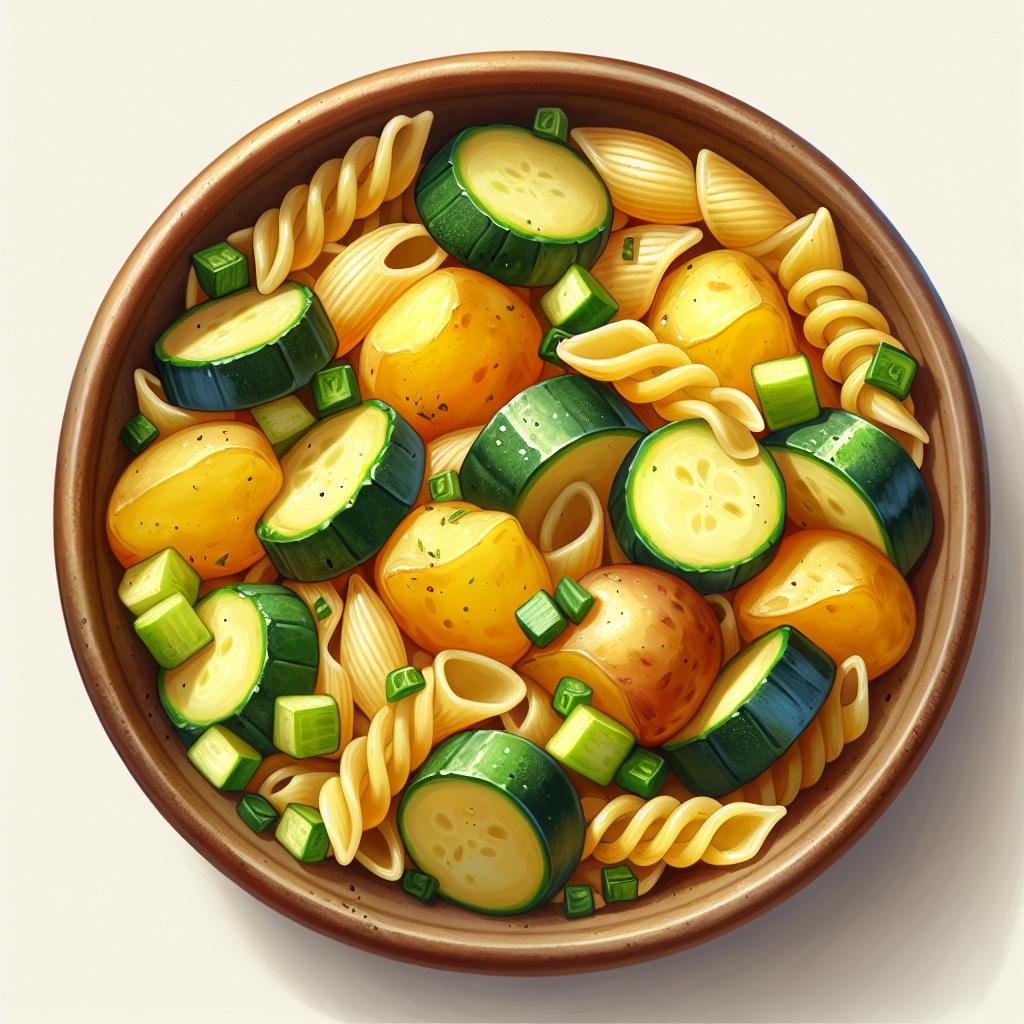 Pasta con patatas y calabacines