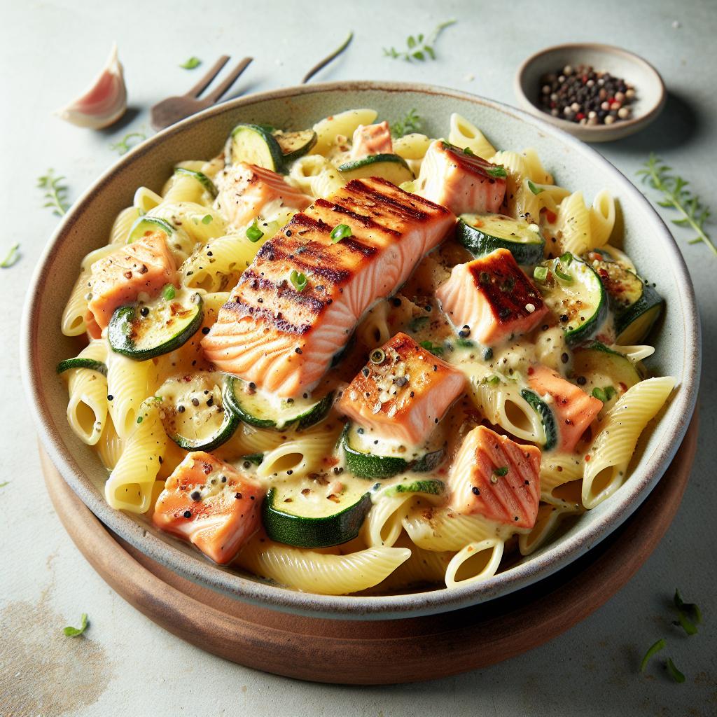 Pasta salmón y calabacines